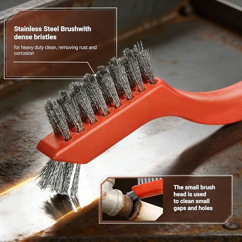 12 Pieces Stainless Steel Wire Brush Set, Stainless Steel Bristles - color: Stainless steel