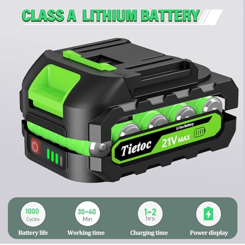 Tietoc Mini Chainsaw 6-Inch with 2 Batteries, Electric Saw, Stocking Stuffers Christmas Birthday Gifts Present for Men Dad Husband Gardener Adults, Cool Gadgets 2025 - color: ‎green-2 Batteries