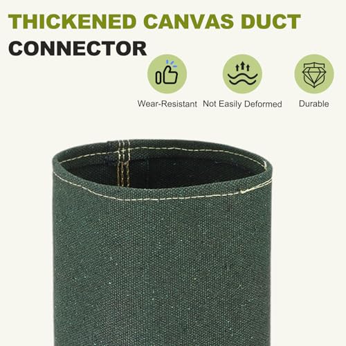 Duct Connector (5") - Flexible Canvas Female Fit Air Duct Vibration Noise Reducing Ducting Coupler Pipe Fitting Coupling for HVAC Ventilation Exhaust Fan Vent Systems, Green - size: 5 Inch