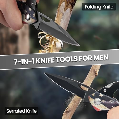 FUNBRO Multitool Carabiner Knife Tools for Men, Bottle Opener - color: Usa Flag