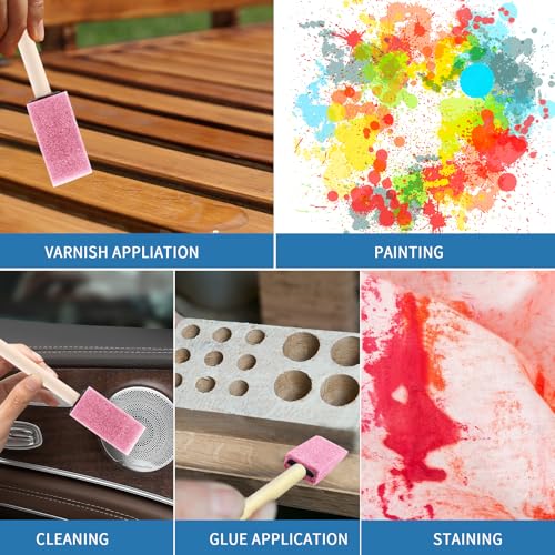 1" Foam Paint Brushes, 100 Pack, 1-Inch Painting Sponges (Pink) - color: Pink, size: 1"