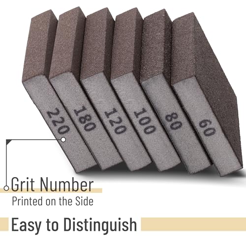 Bates- Drywall Sanding Blocks, 10 Pack, 60/80/100/120/180/220 Grit Assortment, Drywall Sanding Sponge for Wood, Washable & Reusable - size: 10 Pack, 60/80/100/120/180/220 Grit