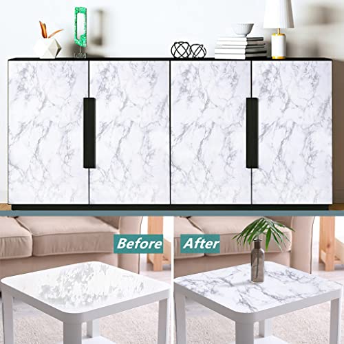 Arthome 23.6″ × 200″ Peel and Stick Marble Contact Paper,Self-Adhesive Waterproof Vinyl Flim for Furniture Sticker, Kitchens, Bedrooms and Bathrooms - color: White Marble, size: 23.6" x 200"