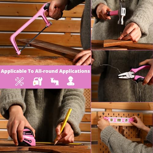 DEKOPRO Tool Set: 228 Piece Home Tool Kit, Household Basic Repair Tool Set Comes with Storage ToolBox, Socket Wrench Set for Car, Hand Tool Box Set for Home - Pink - color: Pink