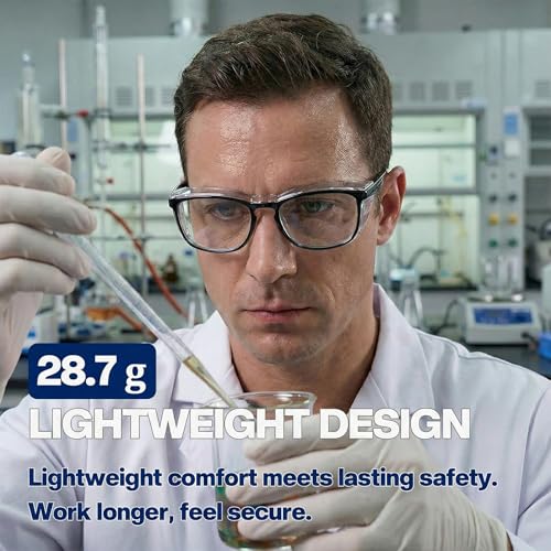 MORK&SUKY Safety Glasses, Stylish Goggles With No Fog Lense, Alternatives To Regular Protective Eyewear For Lab and Nursing. - color: Black