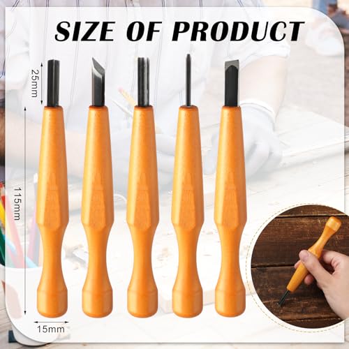 WILLBOND 5 Pcs Linoleum Carving Tool Set Wood Handle Linocut,Assemble - style: Assemble