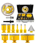 HIGHDRIL 13Pcs Diamond Hole Saw Kit - 1/4", 1/4", 5/16", 4/5", 1", 1-3/8", 2", 3", 4" Drill Bits with 2" Beveling Chamfer Bit, Adapters & Saw Blade for Tile Porcelain Ceramic Granite Marble - size: Kit 3 Thread