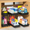Sevenblue 3-Pack 2-Tier Under Sink Organizers with Sliding Drawers - color: Black 2-Tier Sliding, size: 12.8 Inch