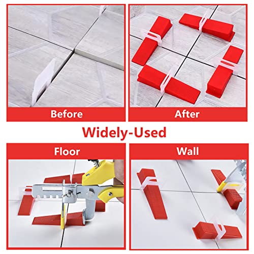 Reusable Leveling Wedges,Reusable Tile Leveling System Wedges for 1/8" Spacers,1/16" Spacers,1/32" Spacersand Tile Leveling System Kit,for Tile Leveler Installation(1000Pcs, Red)