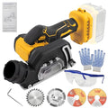 Cordless Cut-Off Tool, 20000RPM Angle Grinder & Circular Saw Fits Dewalt 20V Max Battery, Detachable Dust Shroud with Adjustable Metal Plate, 4x 3” Saw Blades for Wood Plastic Tile Metal (No Battery)