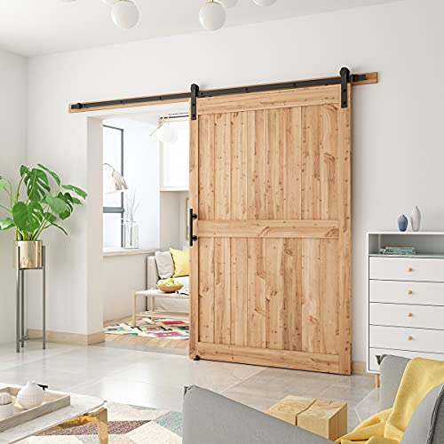 SMARTSTANDARD 9 FT Heavy Duty Sturdy Sliding Barn Door Hardware Kit, Black - size: 9 Feet
