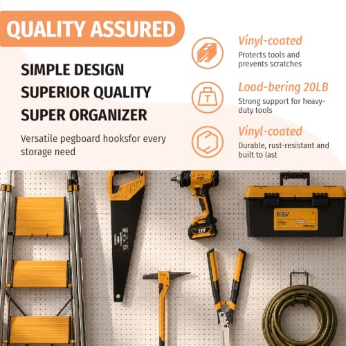 HUHOLE 10 Pack Pegboard Drill Holder Utility Hooks for 1/4 Inch Pegboard