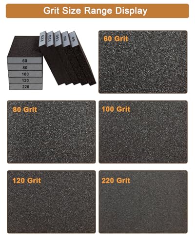 Sanding Sponge 120 Grit Sanding Block - Drywall Sanding Block for Wood | 10 Pcs Fine Grit Sanding Sponges For Drywall, Wood And Metal, Sandpaper Block Spong - size: 120 Grit