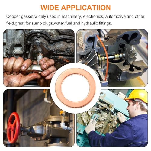MECCANIXITY 52 Pcs Flat Copper Washers, 12x18x1mm Copper Upgraded Flat Metric Sealing Crush Ring Washers for Hydraulic Fittings Screw Bolt Nut Electronic Repair - size: 12x18x1mm