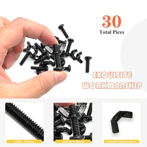 30 Pack Black 1/4"-20 x1 Screw Bolts and Wing Nut Kit 15pcs Machine Screws with Round Head Phillips 15pcs Butterfly Hand Twist Tighten Nut Zinc Plated Hardware Fitting Fastenings Assortment Kit - size: Black 30 Pack 1/4"-20 x1"