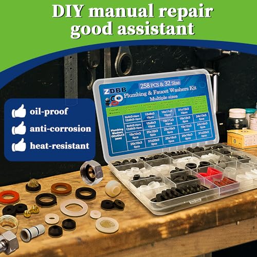 ZDBB 258 Pcs 2-in-1 Spigot Washer & Hose Gasket Kit for Assorted Outdoor Faucet Garden Hose Valve Stem Worn Out Plumber Outside Faucet Bib Shower Gasket Repair Set - size: 258 PCS