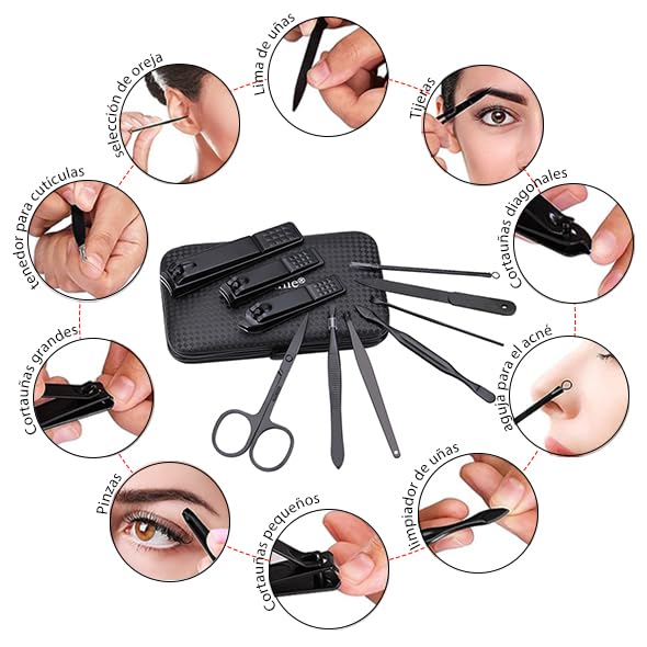Glamne Manicure Set Nail Clippers Kit Professional Stainless Steel Nail Care Tools with Leather Travel Case 10 in 1 Purple - color: Purple
