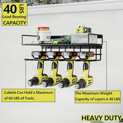 AZERPIAN Power Tool Organizer Heavy Duty Wall Mount Drill Tools Holder - size: 4 Slots 1Layers