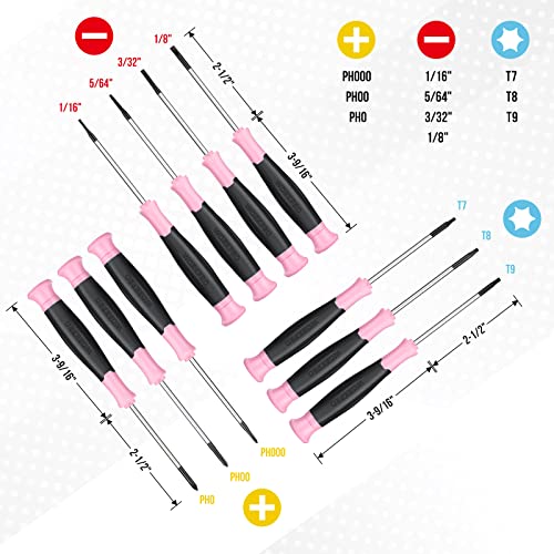 WORKPRO 10-Piece Precision Screwdriver Set with Pink Pouch - Pink Ribbon - color: Pink