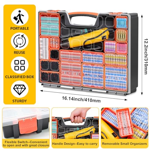 2066Pcs Heat Shrink Solder Seal Wire Connectors Kit with Heat Gun and Wire Stripper Crimping Tool, Waterproof Heat Shrink Wire connectors Electrical Wire Terminals for Marine Electrical - size: 2066Pcs