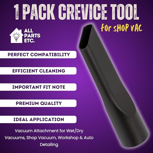 1 Pack 2-1/2" Crevice Tool for Shop Vac Long Reach Vacuum Attachment for Wet/Dry Vacuums, Shop Vacuum, Workshop, Craftsman, Ridgid, Vacmaster and More - size: Crevice Tool