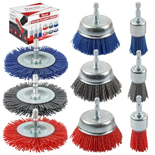 Rocaris 9 Pack Nylon Filament Abrasive Wire Brush Wheel & Cup Brush Set