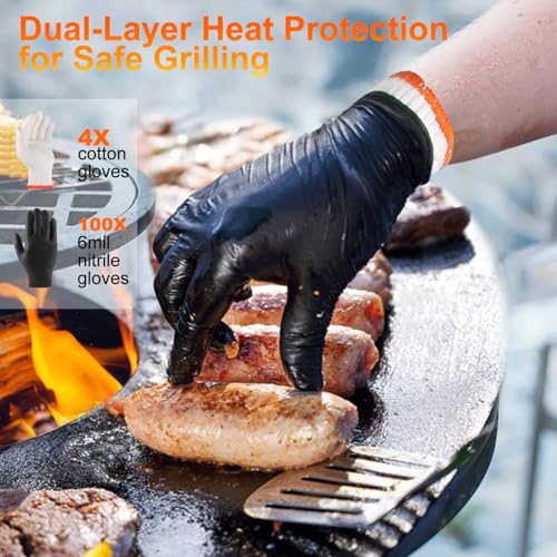 ANBOSON BBQ Gloves Disposable, Heat Resistant Grilling Gloves for Cooking - size: X-Large, style: 6mil Nitrile