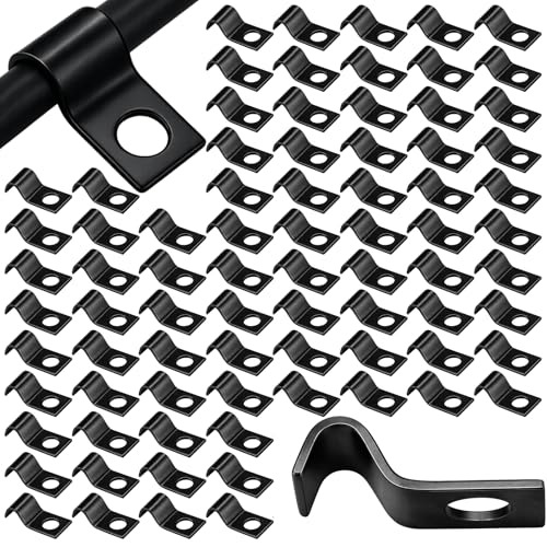 Yaocom 100 Pcs Black Cable Screw Clips 1/4 Inch, Zinc Steel Wire Clamps - color: Black, size: 1/4 inch