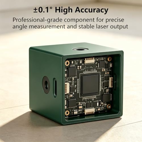 5-in-1 Digital Laser Level with Tripod, Magnetic Base & USB Rechargeable, Mini Angle Finder & Protractor, ±0.1° High Precision Cross Line Laser, Green/Red Beam for Picture Hanging,Tiling & DIY - color: Dark Green