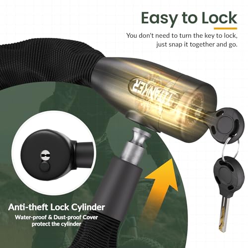 Titanker Bike Chain Lock with Keys, 3.3 Feet Security Heavy Duty Anti-Theft Bicycle Chain Locks for Bike, Motorcycle, Bicycle, Door, Gate, Fence, Grill (6mm, 8mm, 10mm Thick Chain) - color: Black-10mm Chain
