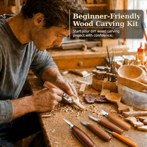 26 in 1 Complete Wood Carving Kit for Beginners with Leather Storage Bag