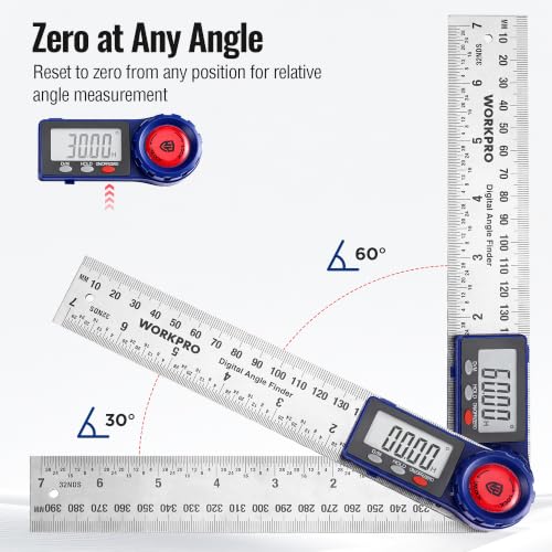 WORKPRO Digital Angle Finder, 7-Inch Stainless Steel Angle Finder Tool