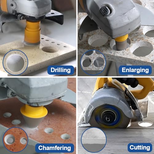 HIGHDRIL 13Pcs Diamond Hole Saw Kit for Tile Porcelain Ceramic Granite - size: Kit 1 Thread