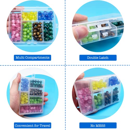 TeTeBak Plastic Organizer Box with Dividers - 2 PCS Small Plastic Container with Compartments, 6 Compartment Storage Box, Travel Organizer, Craft & Jewelry Storage - style: 6-GRIDS