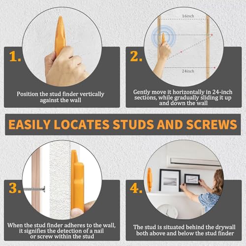 Magnetic Stud Finder for Drywall, Manual Wall Stud Locator Tool for Finding Screws and Nail Heads, No Battery Required, Compact Handheld Wall Scanner for TV Mounting, Shelves and Picture Hanging