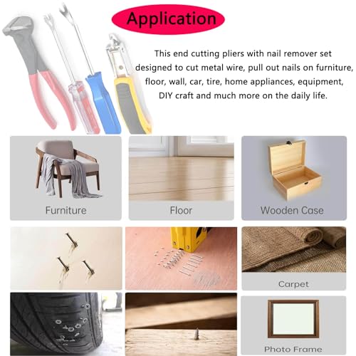 Upholstery Staple Remover Tack Puller Nail Remover Tool Set Nail Puller Plier, Staple Puller, Tack Lifter, Fastener Remover, for Furniture Floor Wall Wooden Case Car Photo Frame (4 pcs) - style: Style1