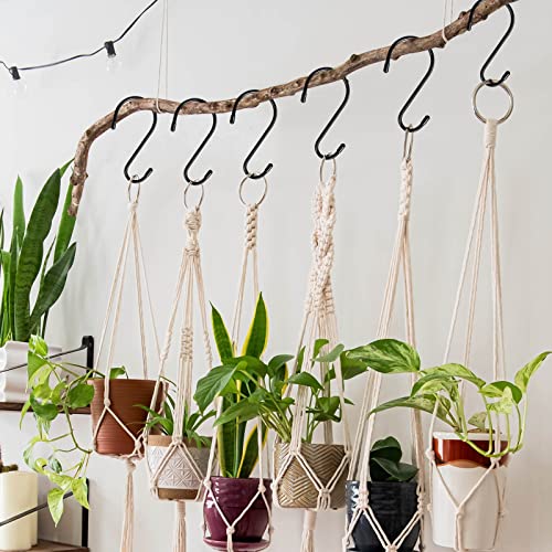 DINGEE 6 Pack Large S Hooks, Rubber Coated, Heavy Duty Non Slip, Black Vinyl Coated Closet S Hooks for Hanging Plants, Jeans, Pot, Pan, Garden, Bird Feeders - color: Black, size: 6 inch -6 Pack