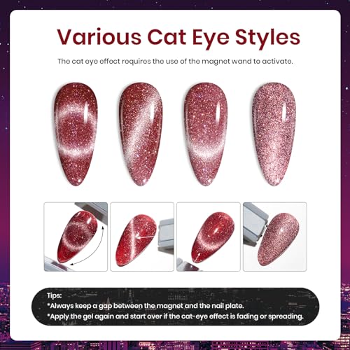 Beetles Cat Eye Gel Nail Polish Set, 6 Colors Glitter Gel Nail Kit - color: 0-0-Cute Cat Eyes
