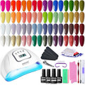 JODSONE Gel Nail Polish Kit with U V Light 32 Colors with Base Coat Matte Glitter Top Coat Gel Nail Set Manicure Salon Tools - color: rainbow candy a01