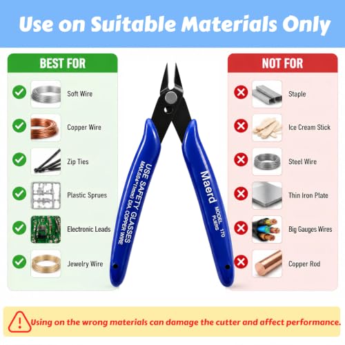 Wire Cutters, Flush Cutters Precision Spring-Loaded Side Cutter, Heavy Duty Diagonal Cutting Pliers in CRV Steel for Electrical, Home DIY, Jewelry Crafts, Coil Making Tools (#1 blue2)