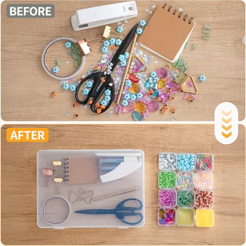 Portable Bead Organizer, 60Pcs Small Clear Storage Boxes with Hinged Lid and Large Craft Case with Handle, Mini Plastic Containers for Jewelry Making Diamonds Arts Screws Seeds Small Parts - size: 60 Pcs (2.16" x 2.16" x 0.78")
