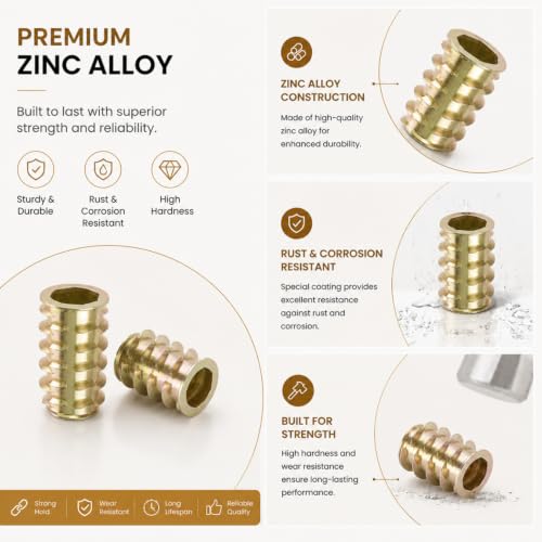 230 Pcs Threaded Inserts Nuts Assortment Tool Kit - 11 Sizes Metric M4/M5/M6/M8/M10 Hex Socket Drive Furniture Screw-in Wood Inserts Bolts Fastener