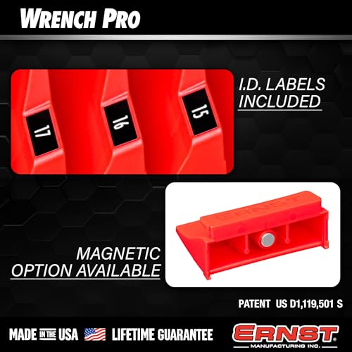 Ernst Manufacturing 5405M Magnetic Wrench Pro - Modular Wrench Organizer for 20 Wrenches with Anti-Slip Cleats- Blue - color: Blue