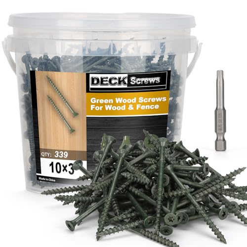 Deck Screws #10 x 3’’, T25 Star Torx Drive Flat Head Wood Screws, Green, 5lb - color: Green, size: 10X3’’