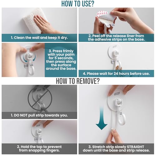 TAILI Adhesive Ceiling Hooks for Hanging Plants, No-Drill 6 Pack White - color: White, size: 6x Large
