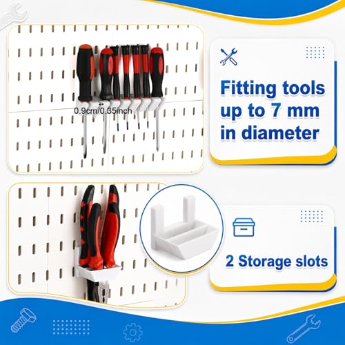 Novabright 6 Pcs 2 Style Pegboard Screwdriver Holders Plastic Pegboard Plier Holders Peg Board Screwdriver Household Tools Organizer Racks for Kitchen, Workbench, Garages, Shops, Hanging Plier(White) - color: White