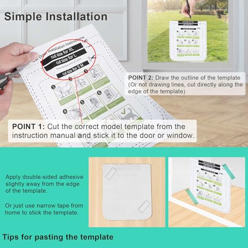 Lessmon Cat Door Flap for Interior Exterior Doors, Outer 7.76x7.5x0.78in, M - size: 7.76x7.5x0.78 inches
