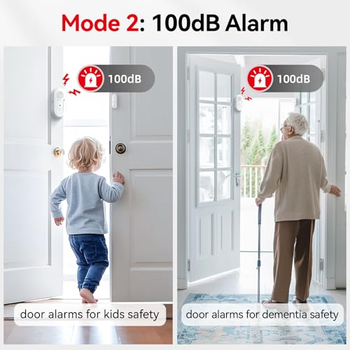 Sanjie Door Window Alarm Sensors, 5 Pack, 125dB, Volume Control - color: White