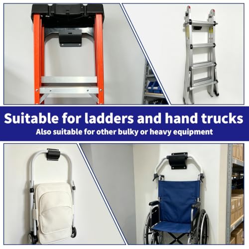 Ladder Hook, Black, Heavy Duty Wall Mount Brackets for Garage Storage, Utility Tool Holder for Folding Chair and Shed Organization