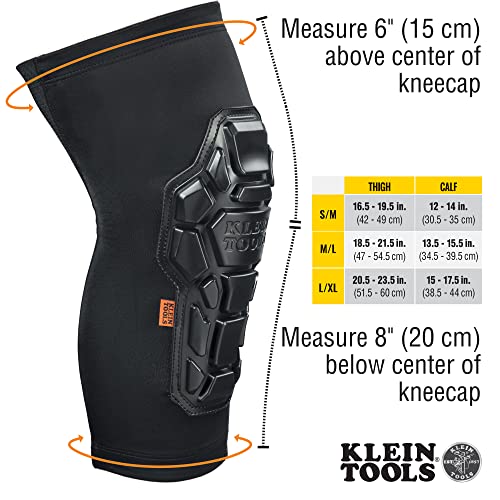Klein Tools 60615 Knee Pad, Heavy Duty Padded Knee Sleeves, Breathable Mesh Back, Elastic Cuff with Slip-Resistant Silicone, S/M, Black - size: S/M